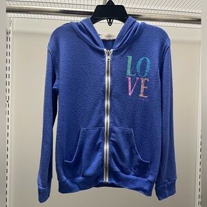 Abbot Main Blue/Purple Zip Hoodie with Colorful LOVE Graphic